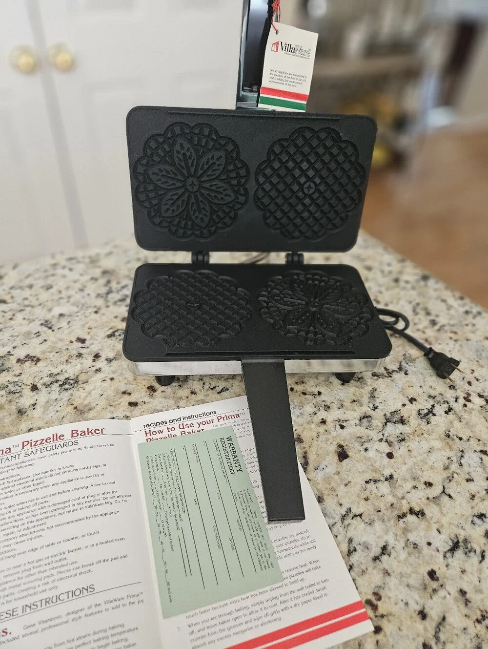 Villaware Prima Pizzelle Baker Italian Maker 5000 NS Electric Waffle Ins.Bk/Tags